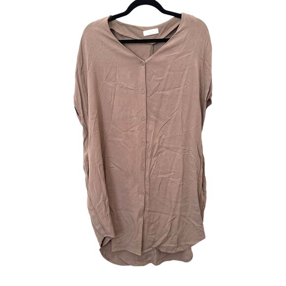OAK + FORT Buttoned Shirt Mini Dress Tan Small‎ - Picture 1 of 4